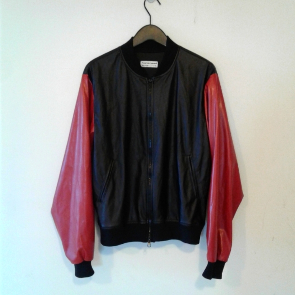 AMERICAN APPAREL Black red Bomber Baseball jacket USA made size XS unisex